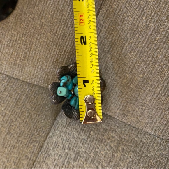 Funky Boho Western Vintage Large Ring Flower Turquoise Silver 925 Sz 7 - Picture 8 of 10